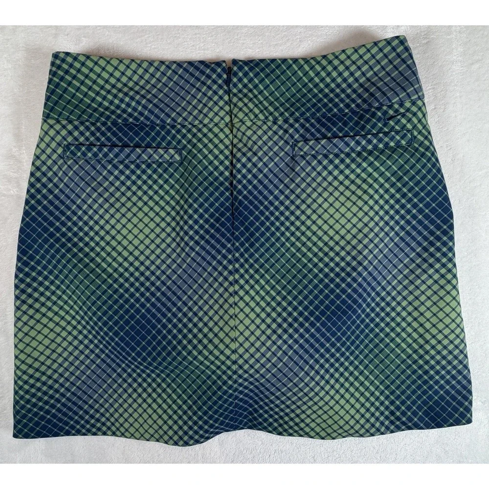 Nike Golf Skort Womens Sz 8 Green Blue Plaid‎ Dri-Fit Stretchy 2 in 1